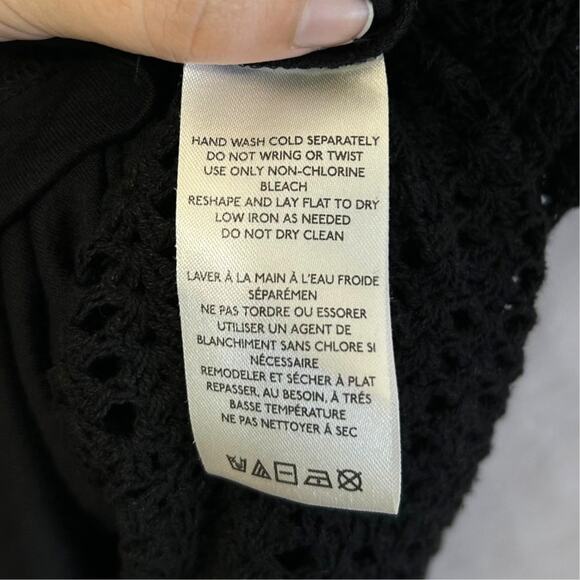 Free People Crochet Knit Sleeveless Maxi Dress NWT Women's Sz M Black Boho Lined - Picture 7 of 8